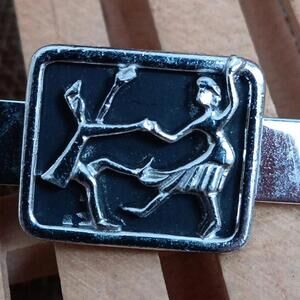 Vintage Anson Inc. Jitterbug Dancing Couple Tie Clip, Silver-tone